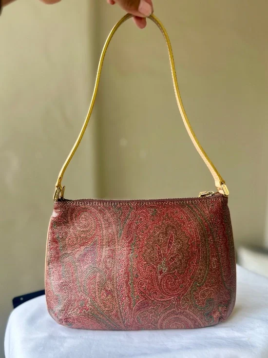 ETRO Paisley Shoulder Bag Leather Trim Italy - Picture 3 of 11